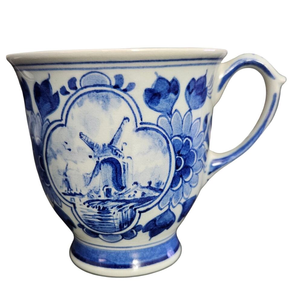 Delft Blue & White Small Teacup Dutch Style Decorative Cup